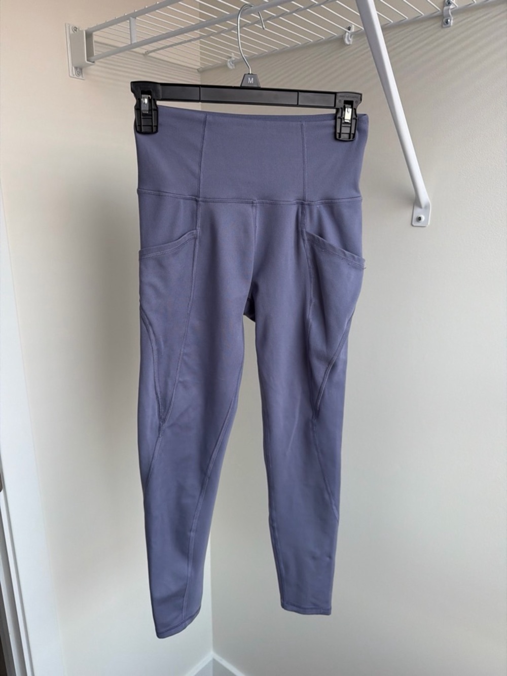 High-Waist Leggings with Side Pockets - Slate Grayish Blue